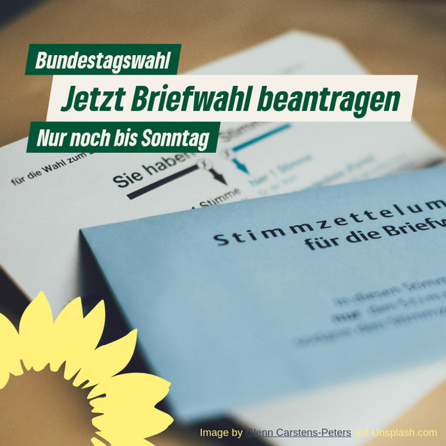 Noch bis Sonntag Briefwahl beantragen