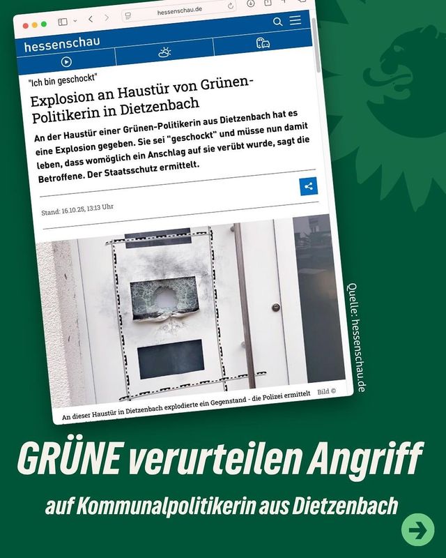 Wir verurteilen den Angriff auf die Grüne Kommunalpolitikerin in Dietzenbach
