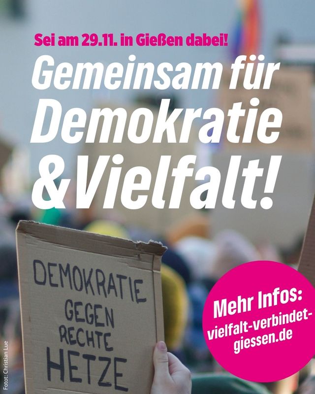 Für Demokratie & Vielfalt, gegen die Neugründung der rechtsextremen AfD Jugend - diesen Samstag in Gießen