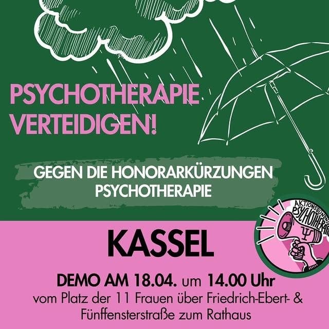 Demo gegen Honorarkürzungen in der Psychotherapie am 18.04.