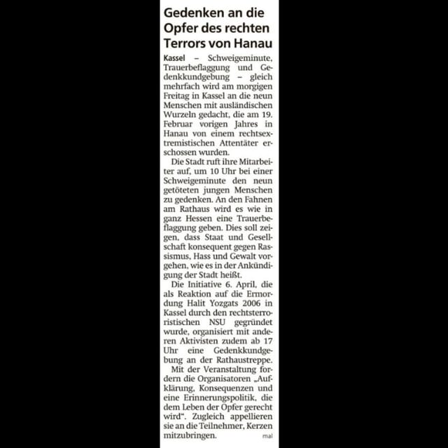 Gedenken an die Opfer des rechten Terrors von Hanau