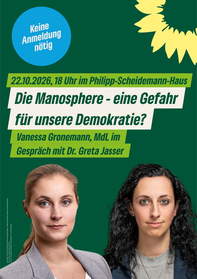 Veranstaltung: "Die Manosphere - eine Gefahr für unsere Demokratie?" mit Dr. Greta Jasser am 22.10. um 18 Uhr im Philipp-Scheidemann-Haus